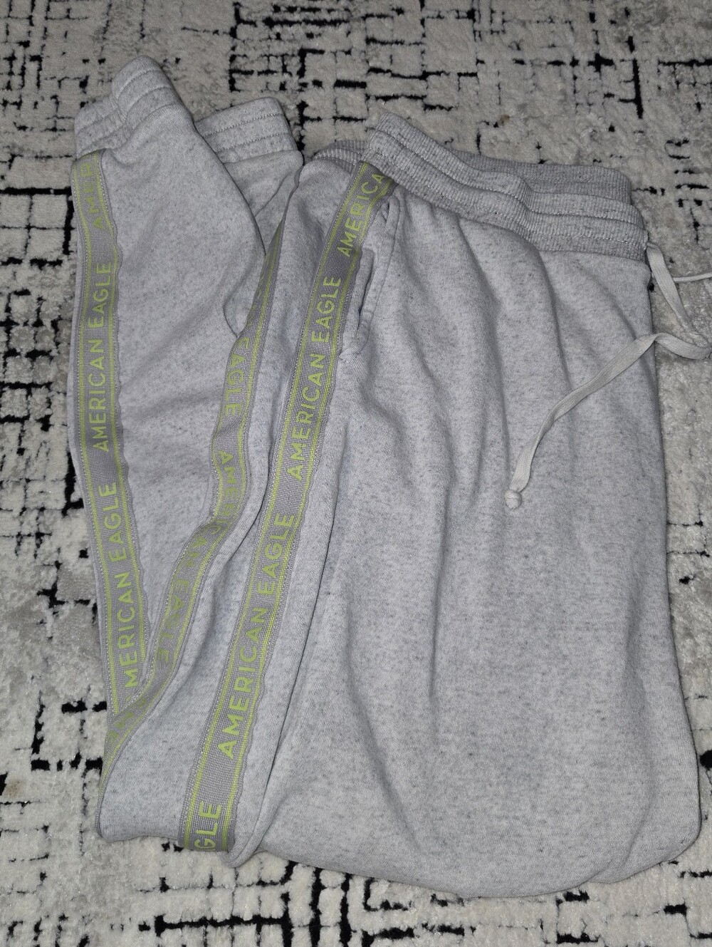 American Eagle Outfitters Light Gray Sweatpants with Lime Trim